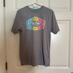 Gray Graphic Tee with Colorful Design